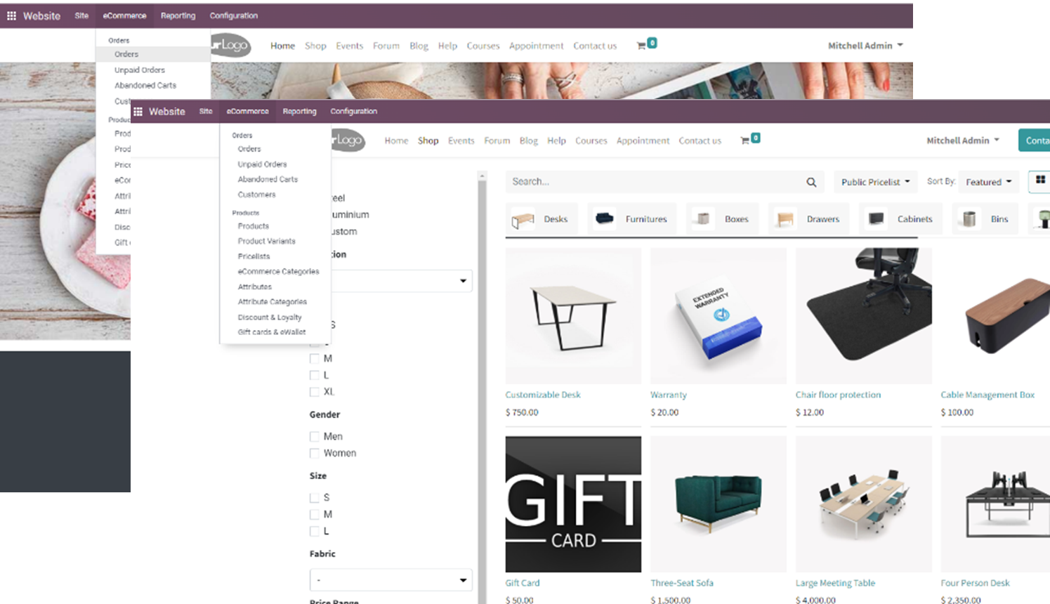 Odoo versie 16 website & e-commerce